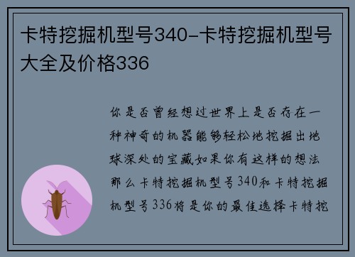 卡特挖掘机型号340-卡特挖掘机型号大全及价格336